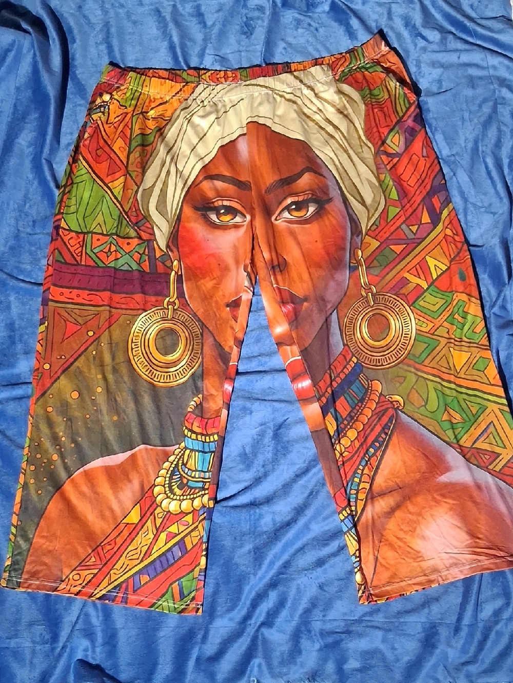 7XL-Vibrant African Queen Print Pants - Multicolor